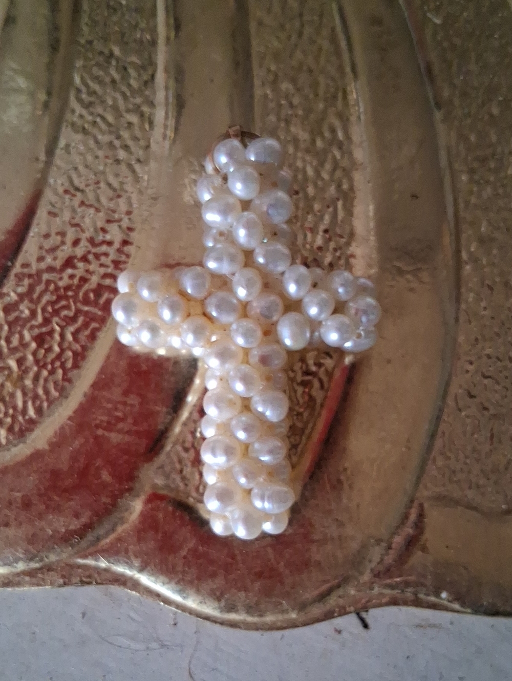 Pearl Cross Pendant Necklace - White